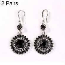 Load image into Gallery viewer, 2 Pairs Ethnic Sun Flower Style Rhinestone Earrings Long Earbobs, JEW2030JL, JEW2030JR, JEW2030SB, JEW2030SD, JEW2030SL, JEW2030SR