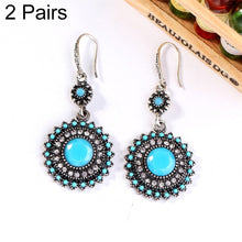 Load image into Gallery viewer, 2 Pairs Ethnic Sun Flower Style Rhinestone Earrings Long Earbobs, JEW2030JL, JEW2030JR, JEW2030SB, JEW2030SD, JEW2030SL, JEW2030SR