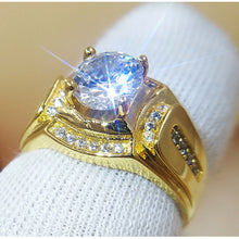 Load image into Gallery viewer, Fashion Businessman 18K White Gold Plated + AAA Zircon Men Diamond Ring, Size: 9, Diameter: 18.9mm, Perimeter: 59.5mm, Diameter: 18.9mm