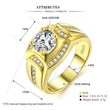 Load image into Gallery viewer, Fashion Businessman 18K White Gold Plated + AAA Zircon Men Diamond Ring, Size: 12, Diameter: 21.4mm, Perimeter: 67.2mm, Diameter: 21.4mm