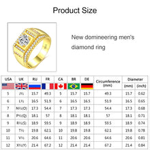 Load image into Gallery viewer, Fashion New Style Gold Plated + AAA Zircon Inlaid Rhinestone Men Diamond Ring, Size: 12, Diameter: 21.4mm, Perimeter: 67.2mm, Diameter: 21.4mm