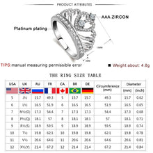Load image into Gallery viewer, Princess Queen Crown-shaped Platinum Plated Zircon Ring, US Size: 6, Diameter: 16.5mm, Perimeter: 51.9mm, 6