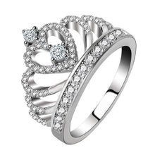 Load image into Gallery viewer, Princess Queen Crown-shaped Platinum Plated Zircon Ring, US Size: 7, Diameter: 17.3mm, Perimeter: 54.4mm, 7
