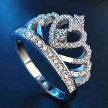 Load image into Gallery viewer, Princess Queen Crown-shaped Platinum Plated Zircon Ring, US Size: 7, Diameter: 17.3mm, Perimeter: 54.4mm, 7