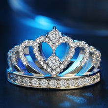 Load image into Gallery viewer, Princess Queen Crown-shaped Platinum Plated Zircon Ring, US Size: 7, Diameter: 17.3mm, Perimeter: 54.4mm, 7