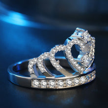 Load image into Gallery viewer, Princess Queen Crown-shaped Platinum Plated Zircon Ring, US Size: 7, Diameter: 17.3mm, Perimeter: 54.4mm, 7