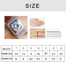 Load image into Gallery viewer, Fashion Full Rhinestone Micro-insert Silver Ring, US Size: 8, Diameter: 17.4mm, Perimeter: 55mm, 8