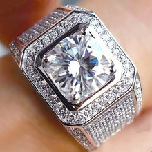 Load image into Gallery viewer, Fashion Full Rhinestone Micro-insert Silver Ring, US Size: 9, Diameter: 19mm, Perimeter: 59.8mm, 9