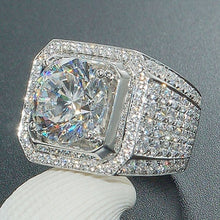 Load image into Gallery viewer, Fashion Full Rhinestone Micro-insert Silver Ring, US Size: 9, Diameter: 19mm, Perimeter: 59.8mm, 9