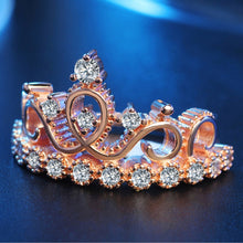 Load image into Gallery viewer, Princess Queen Crown-shaped Rose Gold Plated Zircon Ring, US Size: 5, Diameter: 15.7mm, Perimeter: 49.3mm, 5