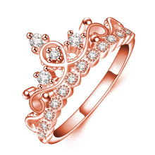 Load image into Gallery viewer, Princess Queen Crown-shaped Rose Gold Plated Zircon Ring, US Size: 6, Diameter: 16.5mm, Perimeter: 51.9mm, 6