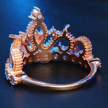 Load image into Gallery viewer, Princess Queen Crown-shaped Rose Gold Plated Zircon Ring, US Size: 6, Diameter: 16.5mm, Perimeter: 51.9mm, 6