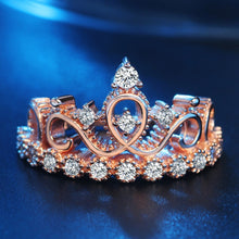 Load image into Gallery viewer, Princess Queen Crown-shaped Rose Gold Plated Zircon Ring, US Size: 7, Diameter: 17.3mm, Perimeter: 54.4mm, 7