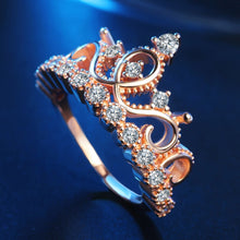 Load image into Gallery viewer, Princess Queen Crown-shaped Rose Gold Plated Zircon Ring, US Size: 9, Diameter: 18.9mm, Perimeter: 59.5mm, 9