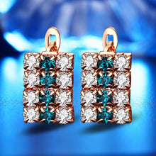 Load image into Gallery viewer, 1 Pair Of 18 k Gold Rectangle Shape Sterling Silver Crystal Stud Earring For Women, 16*9 mm(Gold)