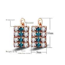 Load image into Gallery viewer, 1 Pair Of 18 k Gold Rectangle Shape Sterling Silver Crystal Stud Earring For Women, 16*9 mm(Gold)