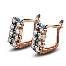 Load image into Gallery viewer, 1 Pair Of 18 k Gold Rectangle Shape Sterling Silver Crystal Stud Earring For Women, 16*9 mm(Gold)