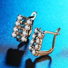Load image into Gallery viewer, 1 Pair Of 18 k Gold Rectangle Shape Sterling Silver Crystal Stud Earring For Women, 16*9 mm(Gold)