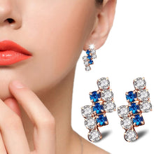 Load image into Gallery viewer, 1 Pair Of 18 k Gold Irregular Geometrical Sterling Silver Crystal Stud Earring For Women, 21*9 mm, Blue, Red