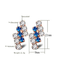 Load image into Gallery viewer, 1 Pair Of 18 k Gold Irregular Geometrical Sterling Silver Crystal Stud Earring For Women, 21*9 mm, Blue, Red