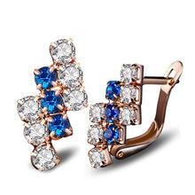 Load image into Gallery viewer, 1 Pair Of 18 k Gold Irregular Geometrical Sterling Silver Crystal Stud Earring For Women, 21*9 mm, Blue, Red
