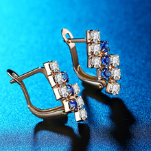 Load image into Gallery viewer, 1 Pair Of 18 k Gold Irregular Geometrical Sterling Silver Crystal Stud Earring For Women, 21*9 mm, Blue, Red