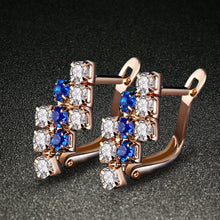Load image into Gallery viewer, 1 Pair Of 18 k Gold Irregular Geometrical Sterling Silver Crystal Stud Earring For Women, 21*9 mm, Blue, Red