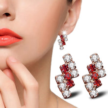 Load image into Gallery viewer, 1 Pair Of 18 k Gold Irregular Geometrical Sterling Silver Crystal Stud Earring For Women, 21*9 mm, Blue, Red