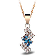 Load image into Gallery viewer, 18k Gold Plated Irregular Geometry Crystal Pendant Necklace For Female, 43*13 mm, Red, Blue