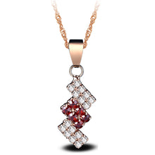 Load image into Gallery viewer, 18k Gold Plated Irregular Geometry Crystal Pendant Necklace For Female, 43*13 mm, Red, Blue