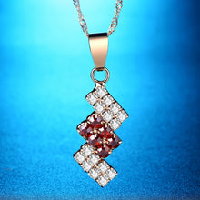 Load image into Gallery viewer, 18k Gold Plated Irregular Geometry Crystal Pendant Necklace For Female, 43*13 mm, Red, Blue