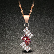 Load image into Gallery viewer, 18k Gold Plated Irregular Geometry Crystal Pendant Necklace For Female, 43*13 mm, Red, Blue