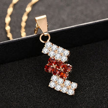 Load image into Gallery viewer, 18k Gold Plated Irregular Geometry Crystal Pendant Necklace For Female, 43*13 mm, Red, Blue