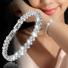 Load image into Gallery viewer, Glamorous Female Crystal Bracelet with Artificial Diamond Inlaid for Wedding, Engagement, Mother`s Day And Birthday Gift, Diameter: 5.25 cm, Perimeter:16.5 cm, Gold, Rose Gold, Silver