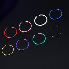 Load image into Gallery viewer, 40 PCS Color Mixed titanium steel Fashion Nose Circle Rings, 0.35 US Size, Inner Diameter: 9 mm, Perimeter: 28 mm(Colour)