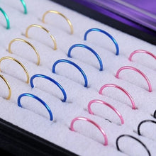 Load image into Gallery viewer, 40 PCS Color Mixed titanium steel Fashion Nose Circle Rings, 0.35 US Size, Inner Diameter: 9 mm, Perimeter: 28 mm(Colour)