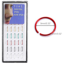 Load image into Gallery viewer, 40 PCS Color Mixed titanium steel Fashion Nose Circle Rings, 0.35 US Size, Inner Diameter: 9 mm, Perimeter: 28 mm(Colour)