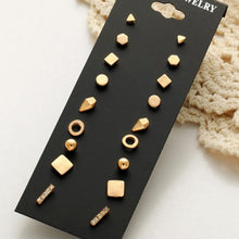 Load image into Gallery viewer, 9 Pair Sets Assorted Multiple Stud Earrings Jewelry Set With Card For Women And Girls, Gold, Silver
