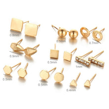 Load image into Gallery viewer, 9 Pair Sets Assorted Multiple Stud Earrings Jewelry Set With Card For Women And Girls, Gold, Silver
