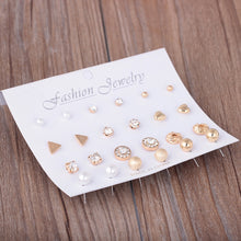 Load image into Gallery viewer, 12 Pair Sets Assorted Multiple Stud Earings Jewelry Set With Card For Women And Girls(Silver), Gold, Silver