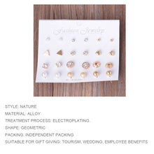 Load image into Gallery viewer, 12 Pair Sets Assorted Multiple Stud Earings Jewelry Set With Card For Women And Girls(Silver), Gold, Silver