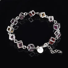 Load image into Gallery viewer, Hollow Checkered Colorful Rhinestone Fashion Silver Bracelet(Silver)