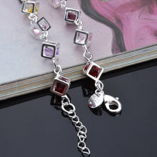 Load image into Gallery viewer, Hollow Checkered Colorful Rhinestone Fashion Silver Bracelet(Silver)