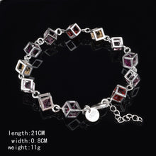 Load image into Gallery viewer, Hollow Checkered Colorful Rhinestone Fashion Silver Bracelet(Silver)