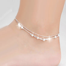 Load image into Gallery viewer, Fashion Jewelry Double Powder Beads and Stars Silver Plated Anklets(Silver)