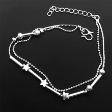 Load image into Gallery viewer, Fashion Jewelry Double Powder Beads and Stars Silver Plated Anklets(Silver)