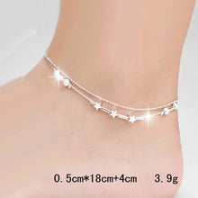 Load image into Gallery viewer, Fashion Jewelry Double Powder Beads and Stars Silver Plated Anklets(Silver)