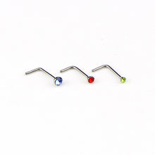Load image into Gallery viewer, 60 PCS Color Mixed Diamond Shape Stainless Steel Nose Stud Rings L Shaped Piercing Jewelry,Pin Length: 7mm, pin diameter: 0.6mm (Color), Colour (60 PCS), White (60 PCS)