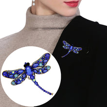 Load image into Gallery viewer, Vintage Classical Dragonfly Pattern Rhinestone Brooch, Peacock Blue, Blue, Red, Rose Red, White
