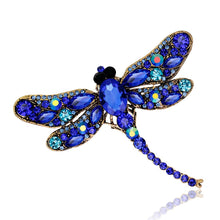 Load image into Gallery viewer, Vintage Classical Dragonfly Pattern Rhinestone Brooch, Peacock Blue, Blue, Red, Rose Red, White